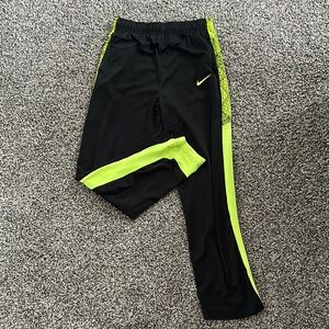 Nike Black and Neon Green Athletic Pants